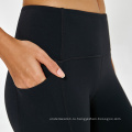 Женские сетчатые панели Черные бесшовные капри-штаны для йоги Фитнес-спортивные укороченные леггинсы с карманом